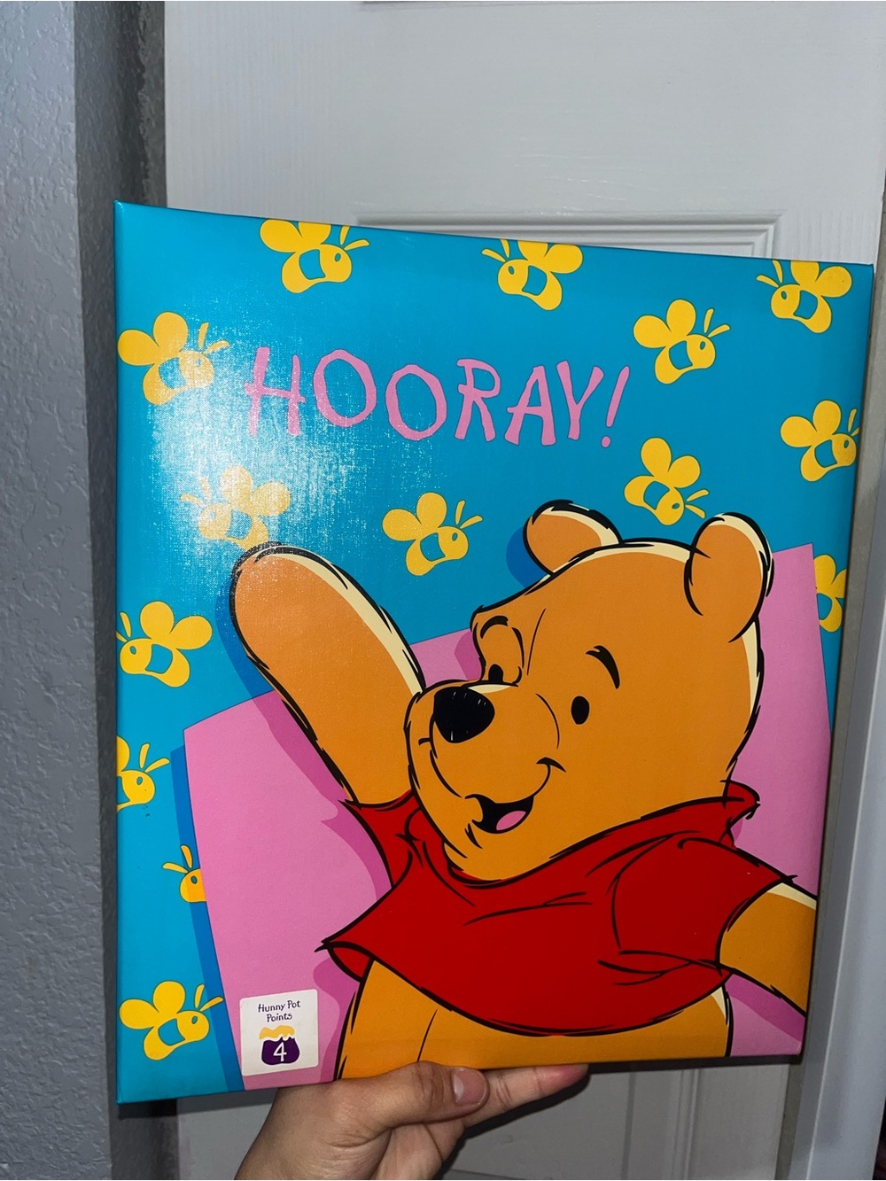 Winnie the Pooh "Hooray!" Scrapbook Art - Bright Blue & Yellow